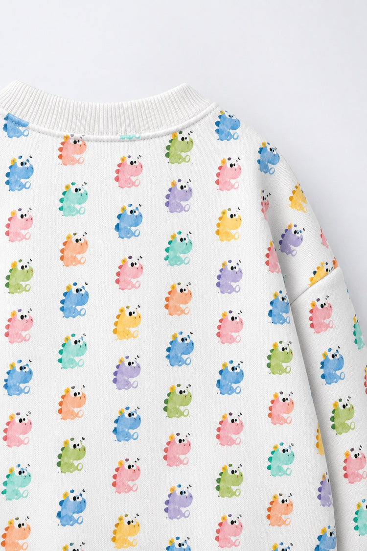 Multi Pastel Dinosaur Barrel Pant Set flat lay by Anaario
