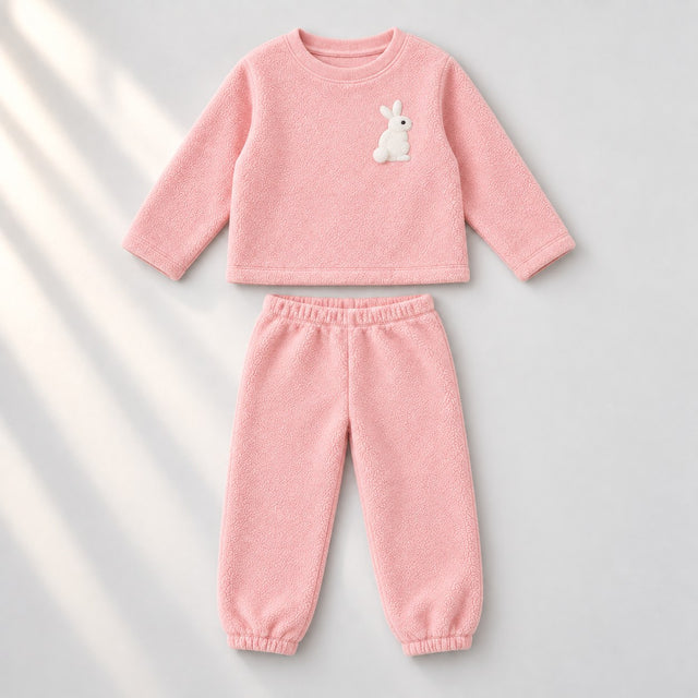 Pink Bunny Fleece Set top and bottom by Anaario