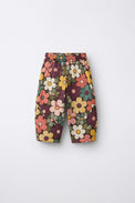 Brown Flowers Hooded Barrel Pant Set flat lay by Anaario