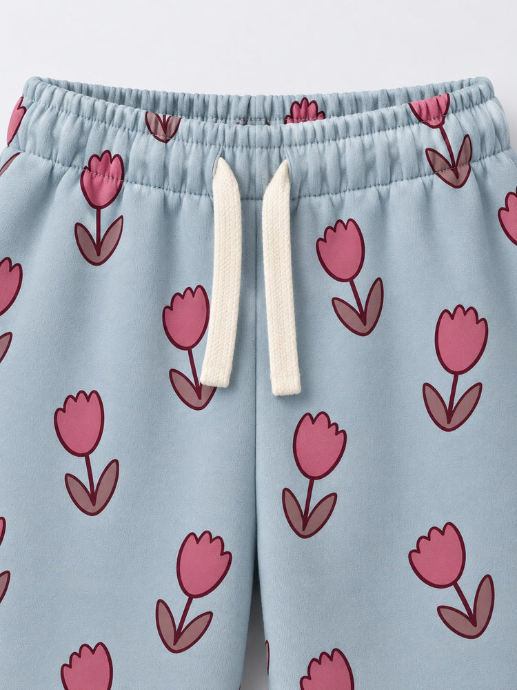 Teal Flowers Jogger Set flat lay by Anaario