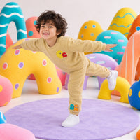 Beige Pac-Man Fleece Set on child by Anaario – winter fleecewear