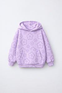 Lavender Flowers Hooded Barrel Pant Set flat lay by Anaario