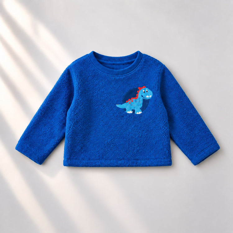 Cobalt Blue Dino Fleece Set top by Anaario
