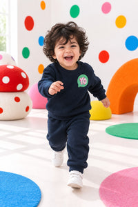 Navy YO Fleece Set on child by Anaario – winter fleecewear