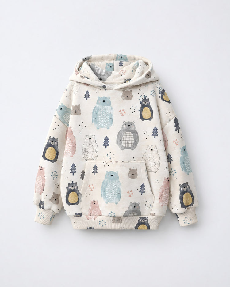 Snow Bear Hooded Barrel Pant Set flat lay by Anaario
