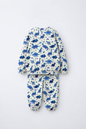 Blue Dinosaur Jogger Set flat lay by Anaario