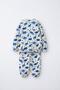Blue Dinosaur Jogger Set flat lay by Anaario