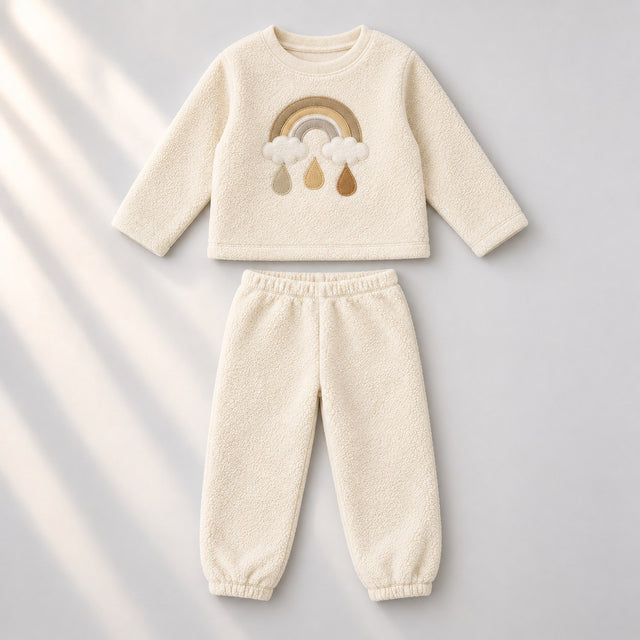 Off-white Rainbow Fleece Set top and bottom by Anaario