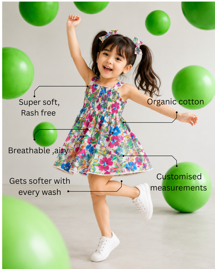Rainbow Garden Smocked Dress