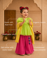 Lime Flamingo Peplum Palazzo Set