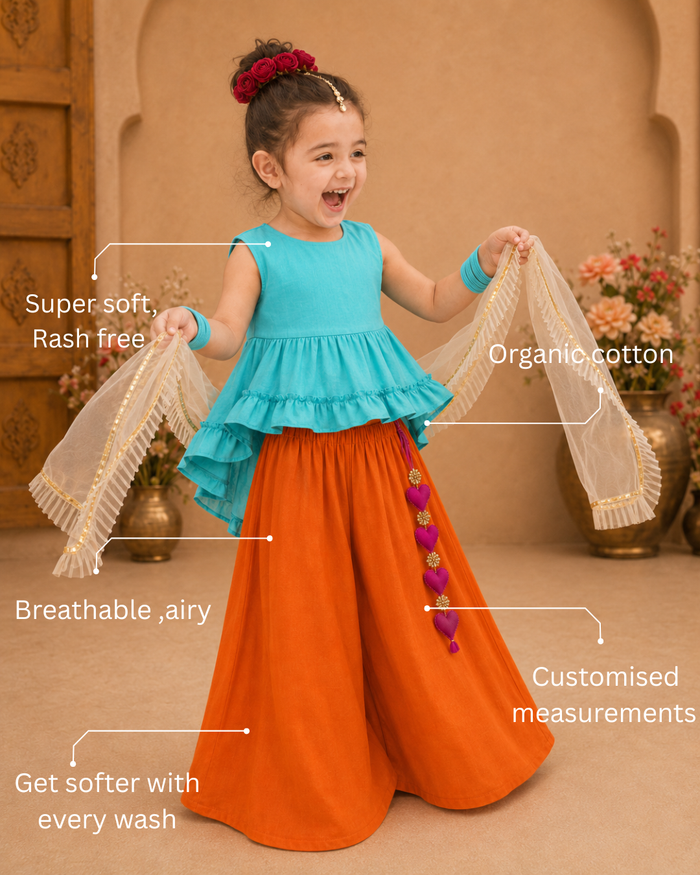 Teal Orange Palazzo Set