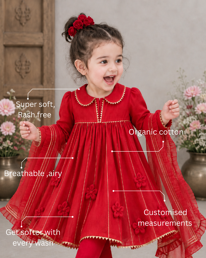 Red Anarkali Set