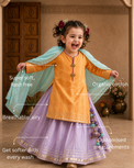 Girl wearing Anaario Orange Palm Lehenga Set