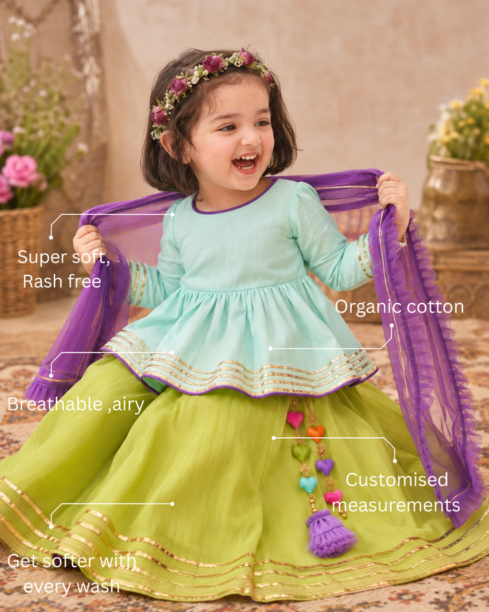 Mint Peplum Lehenga Set