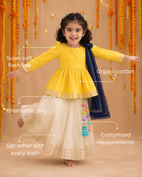 Yellow Peplum Lehenga Set