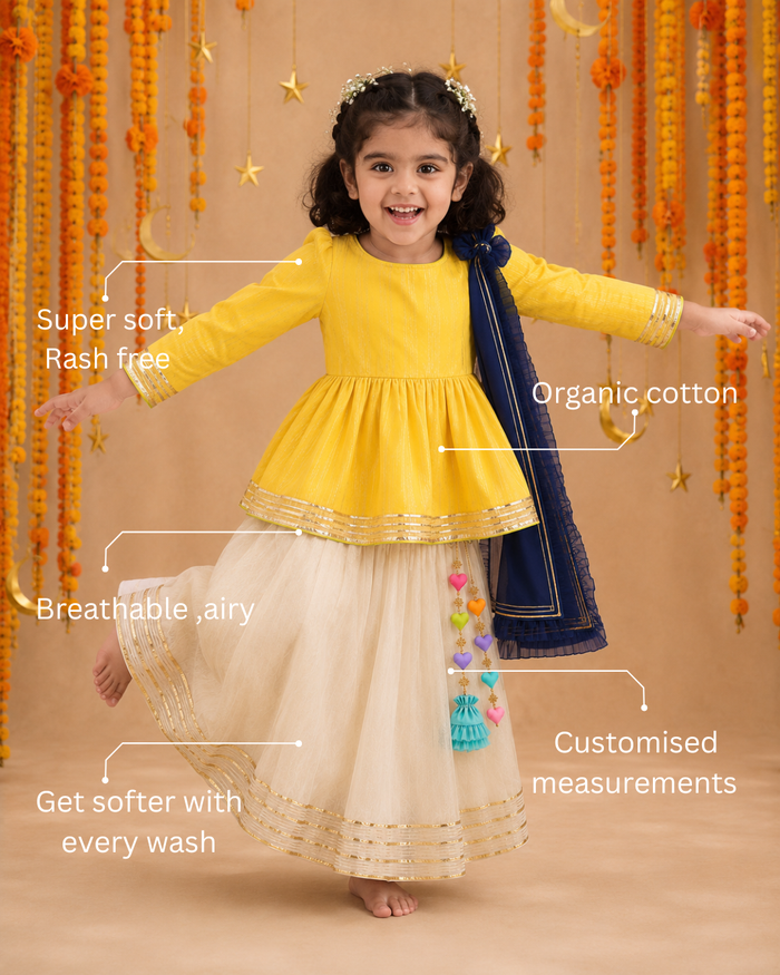 Yellow Peplum Lehenga Set