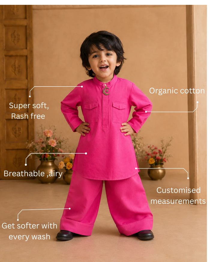 Fuchsia Moon-Star Kurta Set