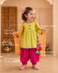 Lime Green Dragonfly Patiala Salwar Set