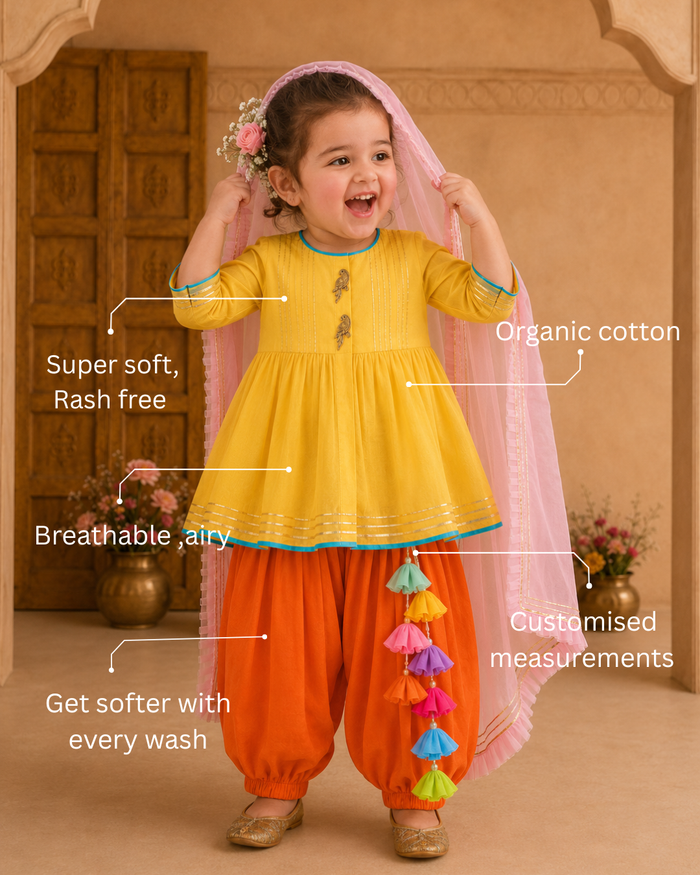 Yellow Parrot Patiala Salwar Set
