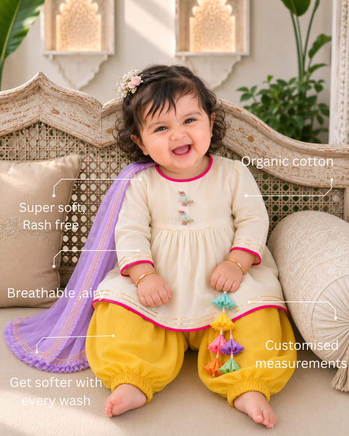 Ivory Bird Patiala Salwar Set