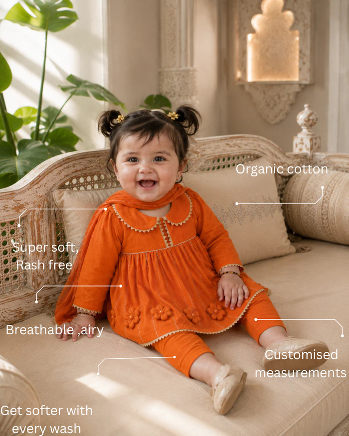 Orange Anarkali Set