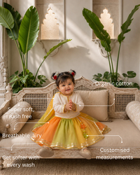 Orange Green Yellow Lehenga Set