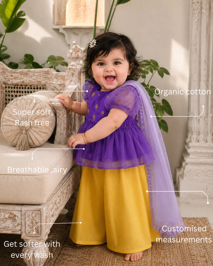 Purple Palm Peplum Palazzo Set