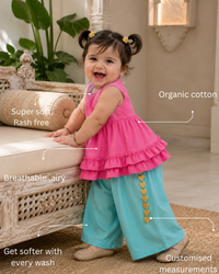 Pink Teal Palazzo Set