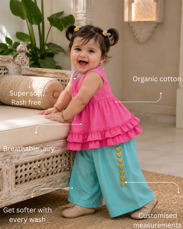 Pink Teal Palazzo Set