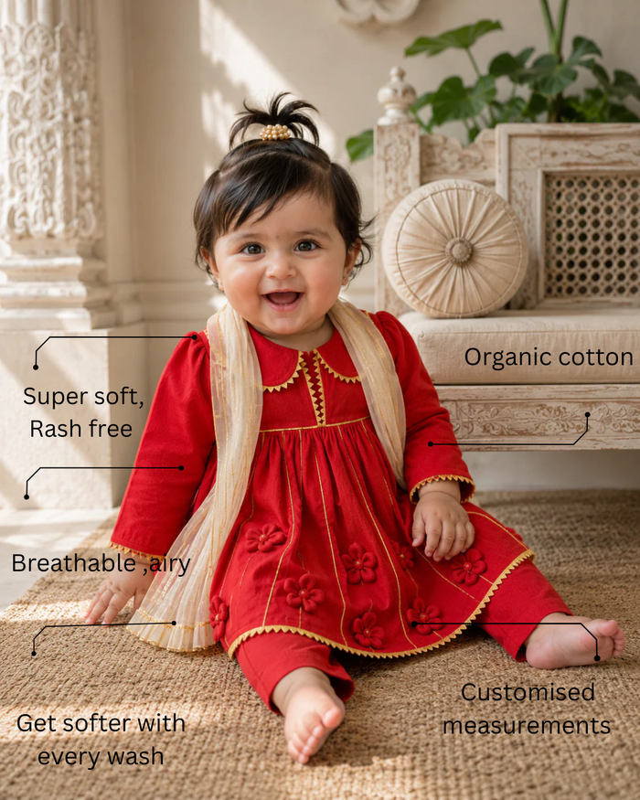 Red Anarkali Set