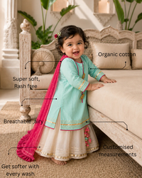 Turquoise Cream Lehenga Set