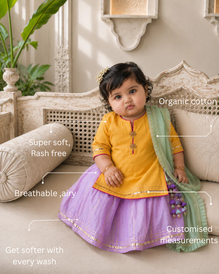Light Orange Lilac Lehenga Set
