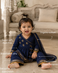 Navy Blue Moon-Star Angrakha Set