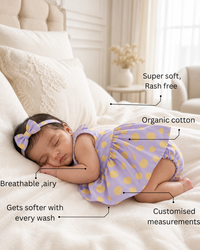 Lavender Dot Bow Dress Set