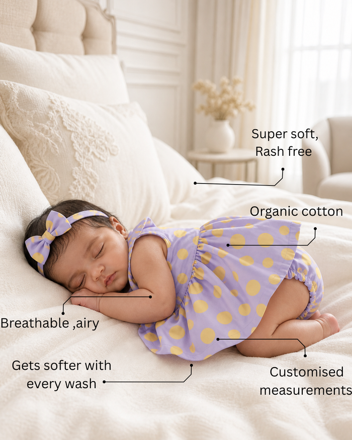 Lavender Dot Bow Dress Set