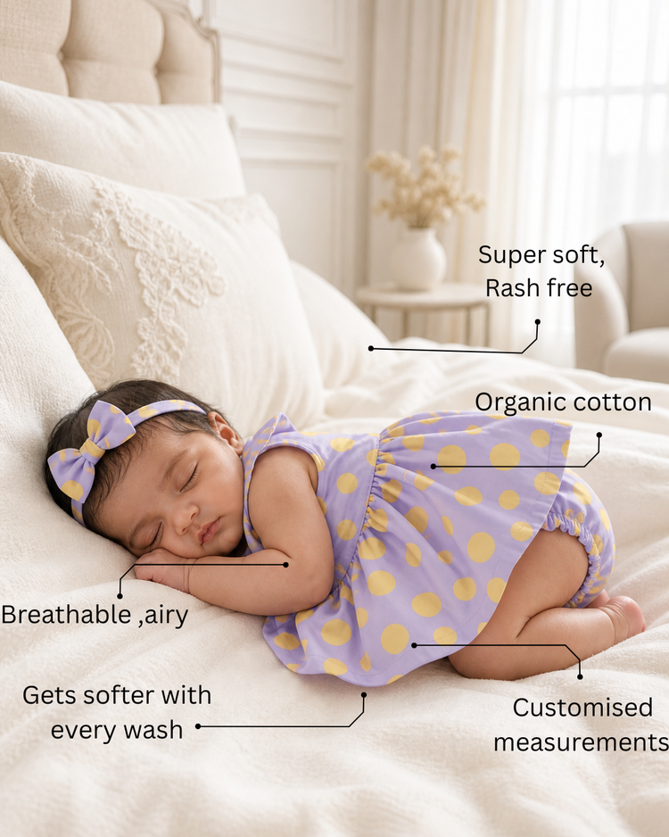 Lavender Dot Bow Dress Set