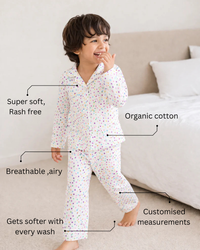 Multicolor polka spots Night Suit