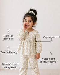 Ivory and Rose Poppy Raindrops Night Suit