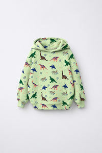 Green Dinosaur Hooded Jogger Set flat lay by Anaario