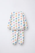 Multi Pastel Dinosaur Barrel Pant Set flat lay by Anaario