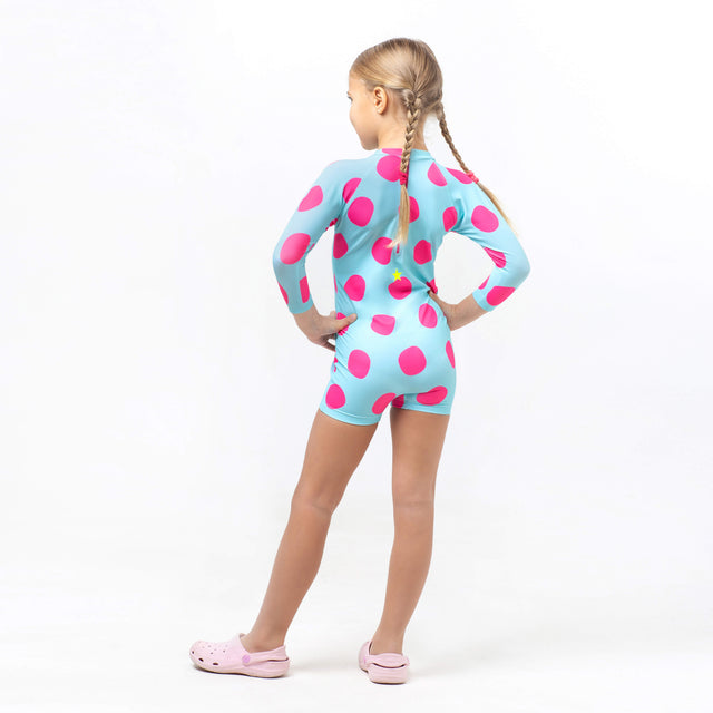 Pink and Blue Polka Dots Surfing Time Wetsuits