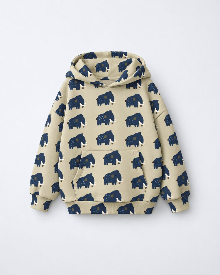 Beige Mammoth Hooded Barrel Pant Set flat lay by Anaario
