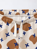 Brown-Beige Cross Hooded Barrel Pant Set flat lay by Anaario