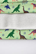 Green Dinosaur Hooded Jogger Set flat lay by Anaario