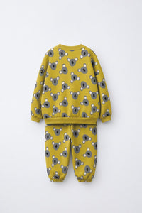 Mustard Koala Jogger Set flat lay by Anaario