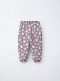 Pink & Grey Hearts Hooded Jogger Set flat lay by Anaario
