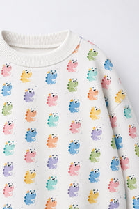Multi Pastel Dinosaur Barrel Pant Set flat lay by Anaario