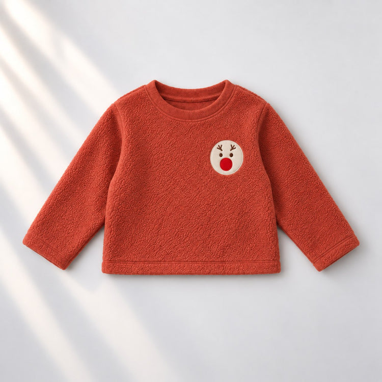 Rust Reindeer Fleece Set top by Anaario