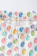 Multi Pastel Dinosaur Barrel Pant Set flat lay by Anaario