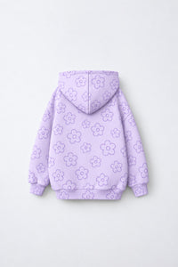 Lavender Flowers Hooded Barrel Pant Set flat lay by Anaario